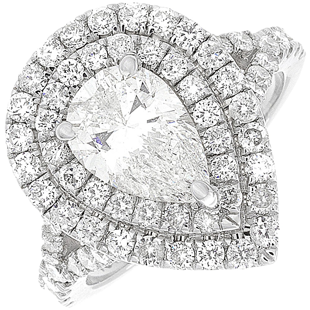 Pear Shape Double Halo Ring